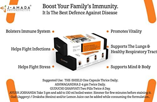 J-AMADA J-AMADA IMMUNITY BOOSTER KIT (iNCLUDES FOUR PRODUCTS - ASHWAGANDHA, GUDUCHI GHAN VATI, Ayush JOSHANDA and The Shield))
