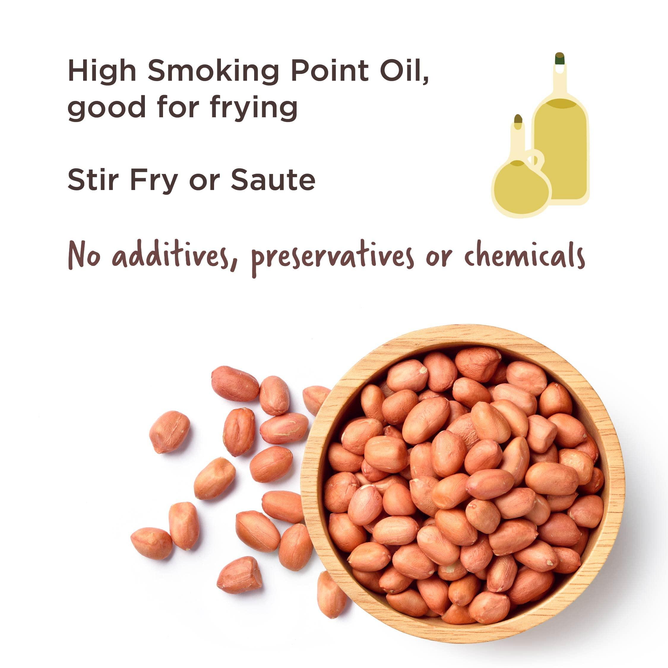 TWO BROTHERS ORGANIC FARMS Two Brothers Organic Farms Peanut Oil/Groundnut Oil,Wood-Pressed, Single-Filtered Oil for Cooking (1 Ltr Glass Bottle)