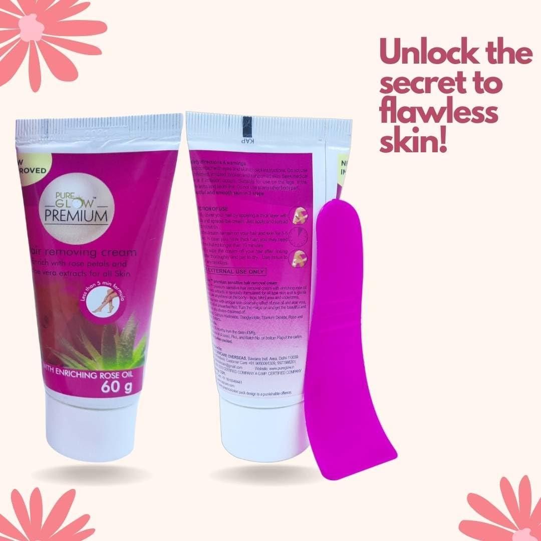 PurePINK PurePINK Organic Hair removal Cream | With No Itching Formula | No Side Effects | No Odour Pack Of 2 (60gm each)
