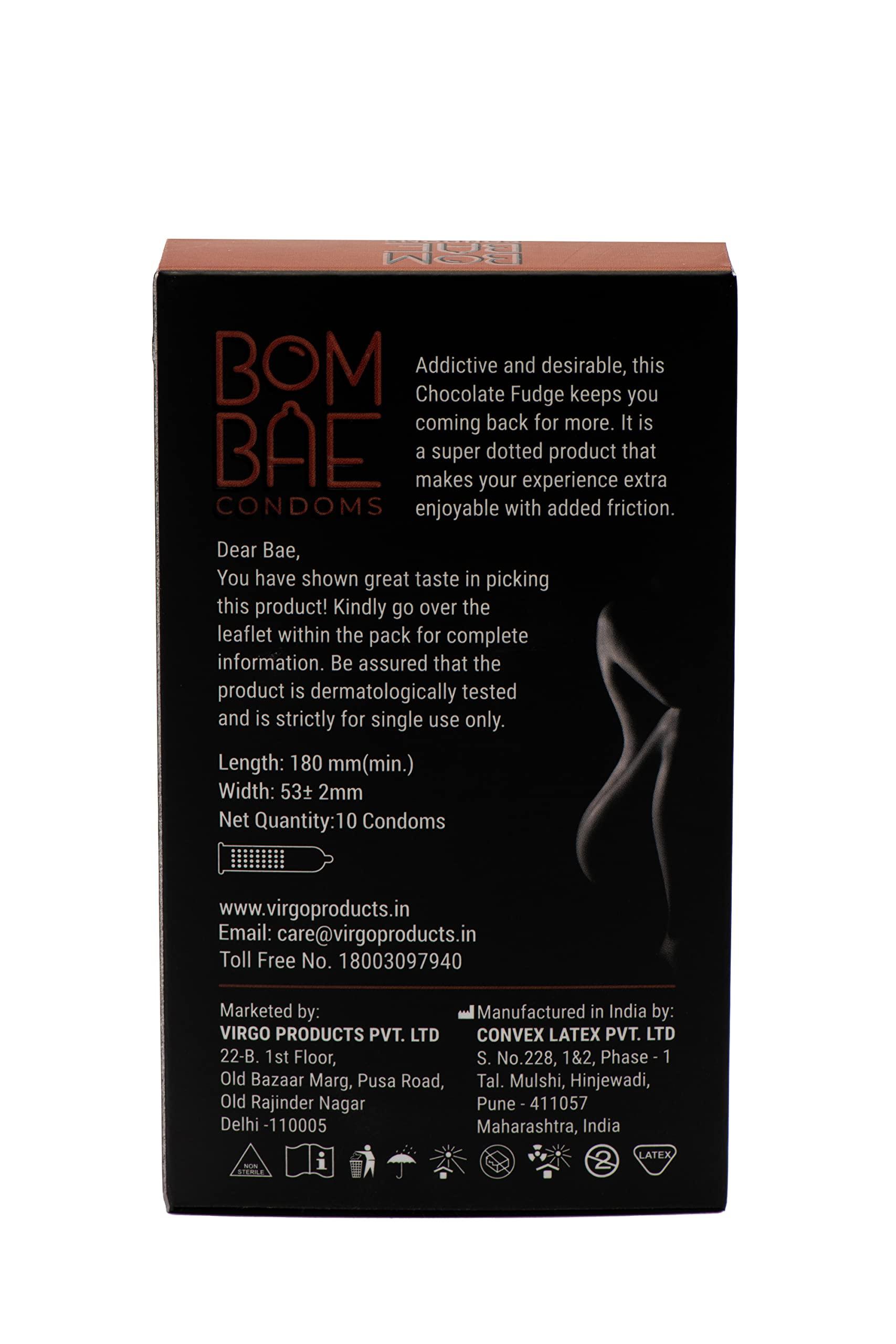 BOMBAE BOMBAE condoms Chocolate fudge super dots, Pack of 5 condoms for men family pack flavour Combo Pack of 5 (10 pieces per pack) 50 dotted condom combo pack offer men extra dotted