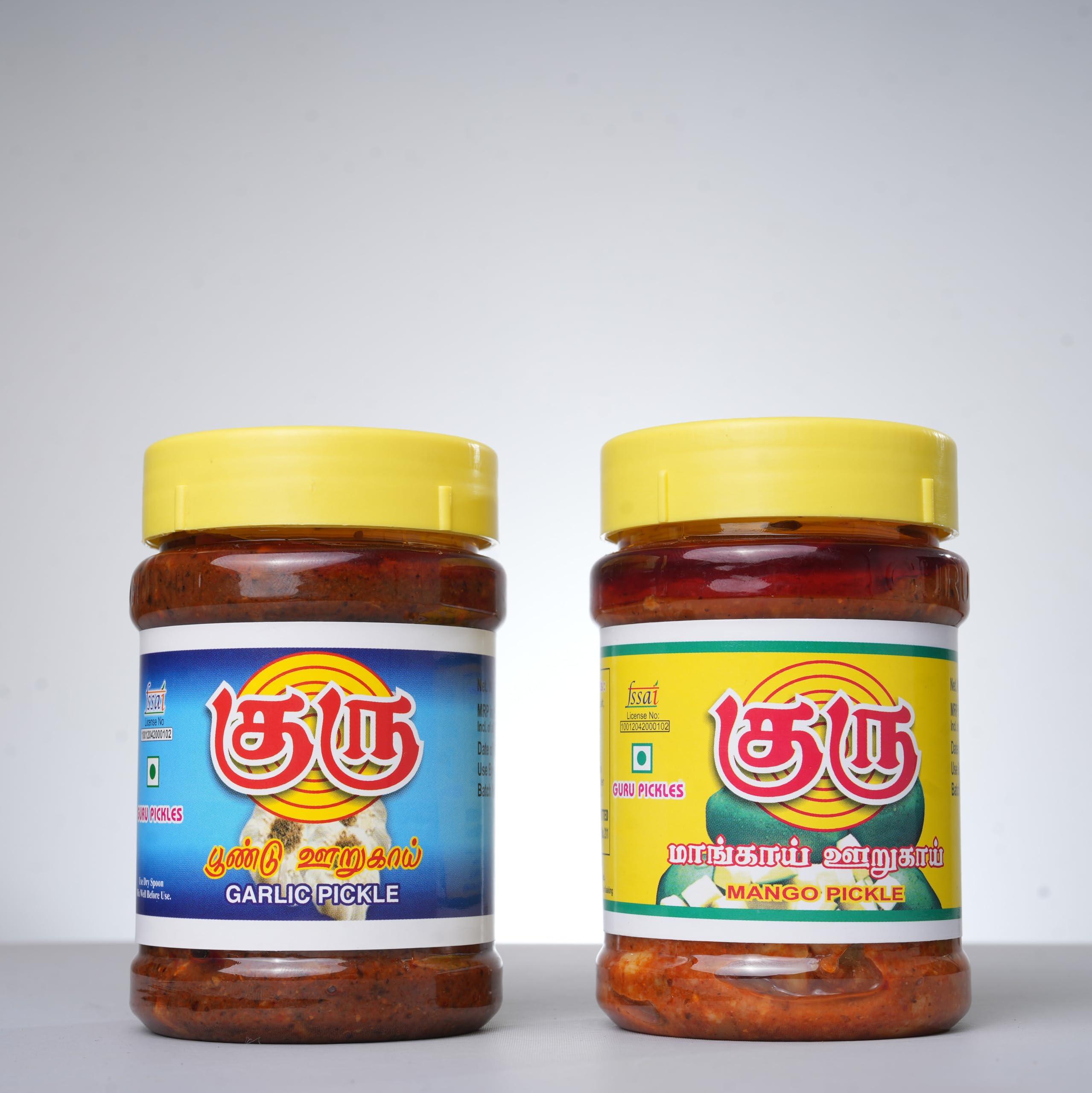 GURU FOODS GURU Pickles - Combo of Mango Pickle & Garlic Pickle (300g+300g)