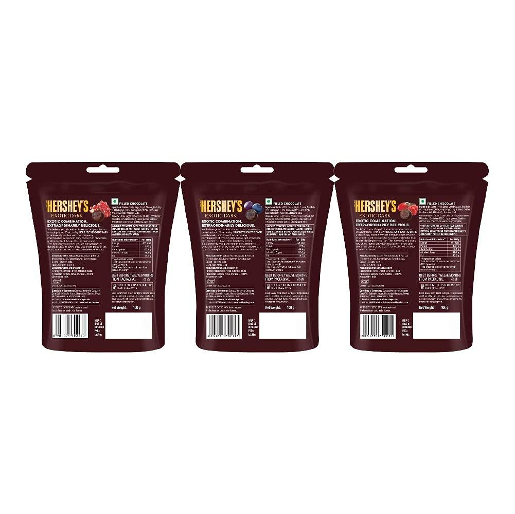 HERSHEY'S HERSHEY\'S Exotic Dark Pomegranate, Blueberry And Raspberry & Goji Flavor 100G Pack Of 3,300 Grams