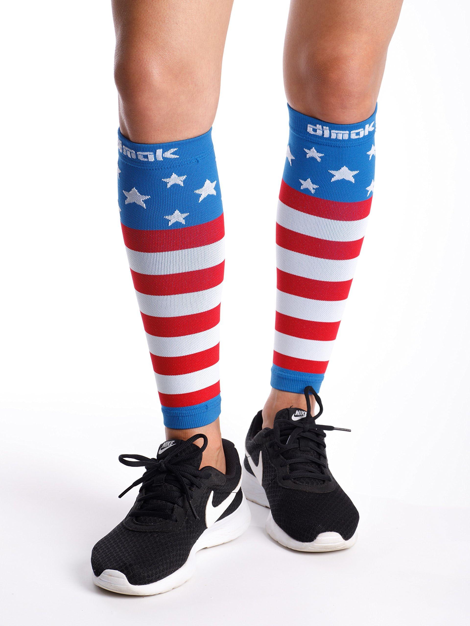 dimok DIMOK Colorful Graduated CALF COMPRESSION SLEEVES 1 Pair (USflag, S/M)