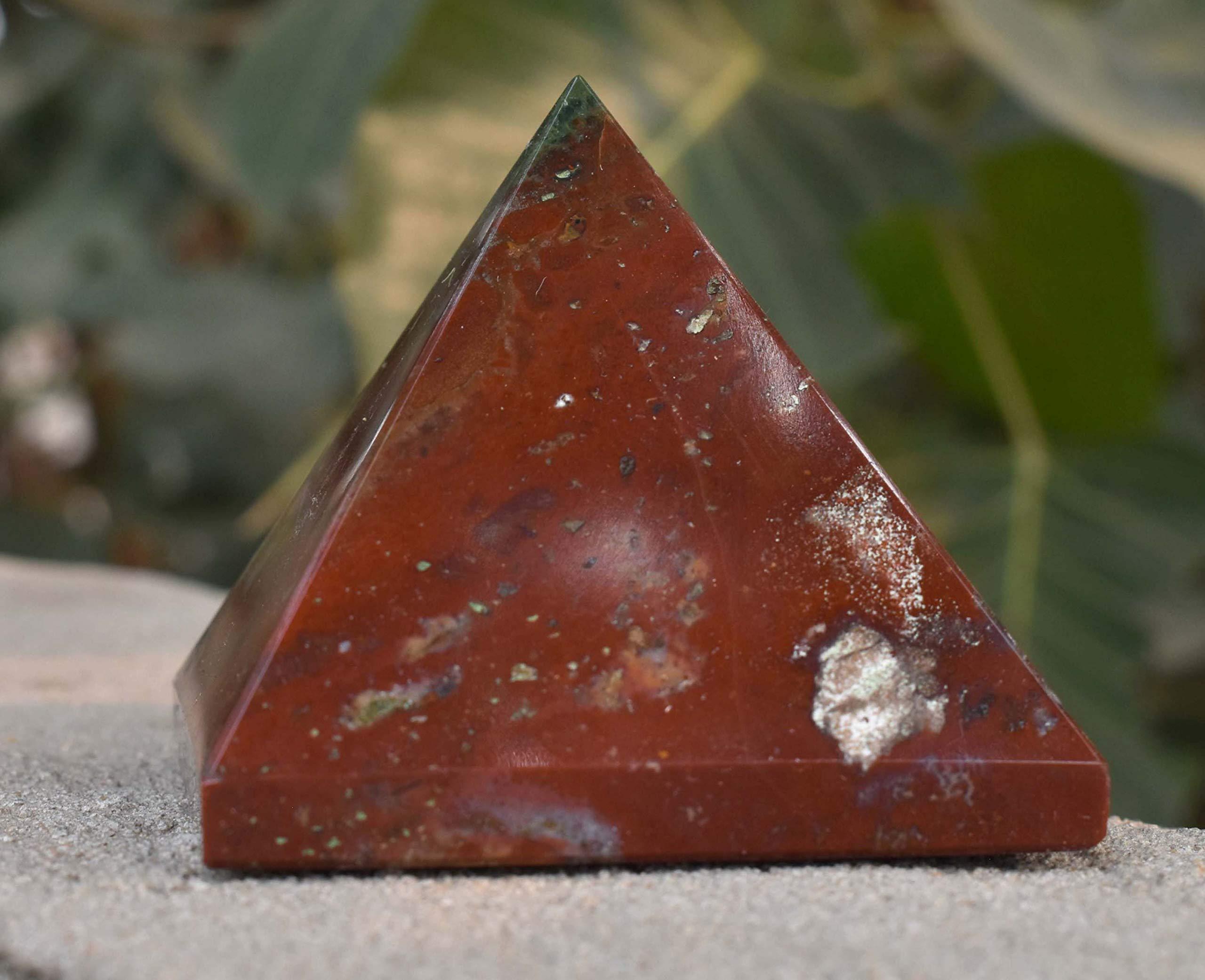 Pyramid Tatva Pyramid Tatva - Bloodstone (Heliotrope) Pyramid Energy Home Dcor Natural Vastu Healing Crystal Reiki Chakra Stone 2-2.5 inch wt - 170-220gm