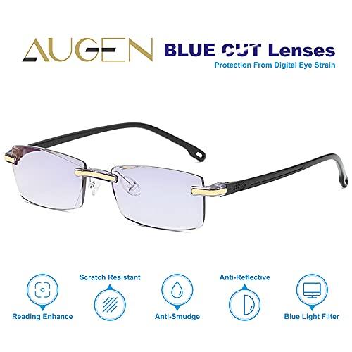 AUGEN AUGEN Blue Block Rimless Reading Glasses Gold Clear Unisex Free Size Power (+3.00, Pack Of 3)