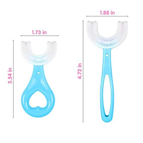 Diniva Diniva Kids U-Shaped Toothbrush, Food Grade Soft Silicone Brush Head, Oral Teeth Cleaning Full Mouth Toothbrush Design for 2-9 Year Toddlers and Children (Blue)