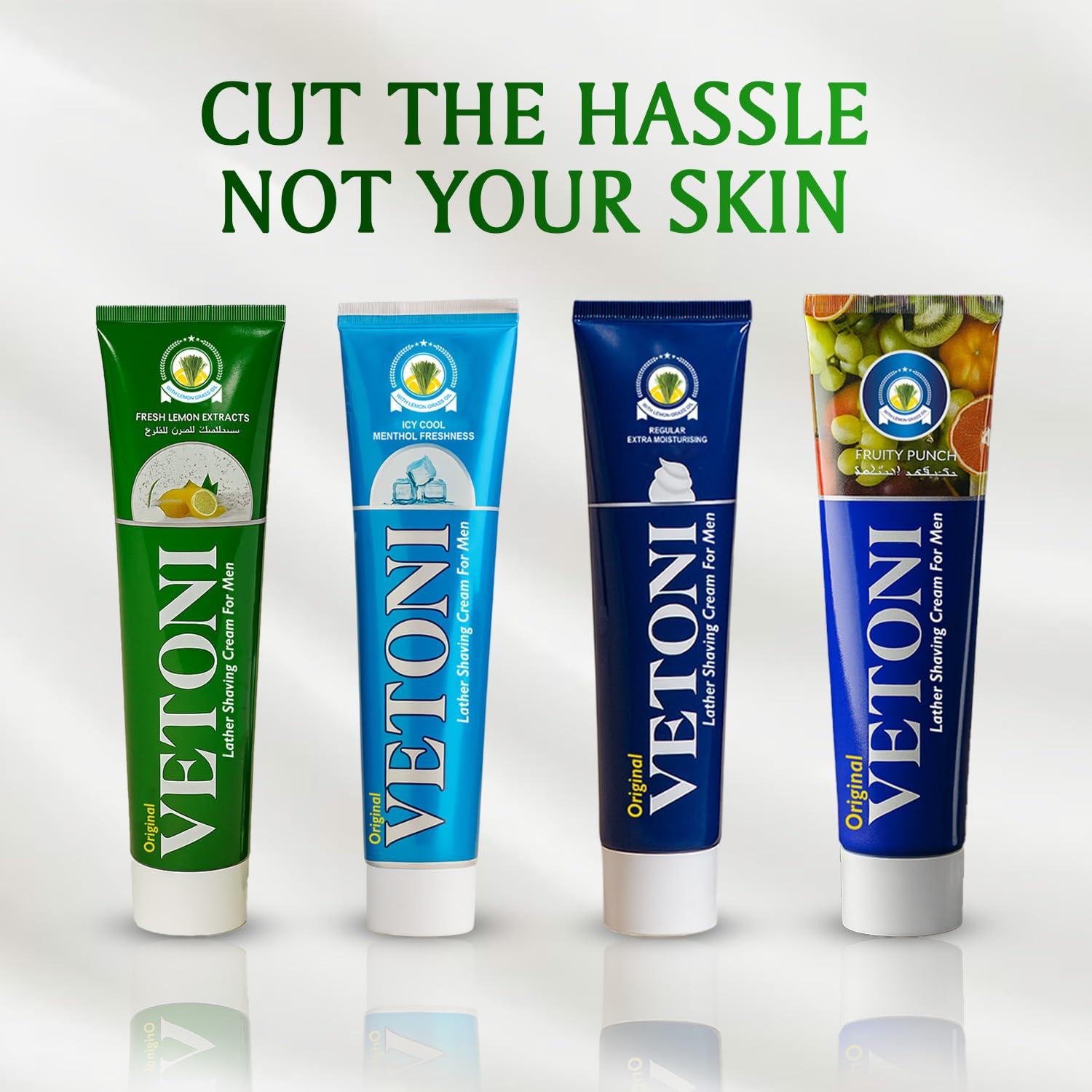 Vetoni Vetoni India Shaving Cream For Men, Tropical Lime Shaving Cream 125g With Aloevera Vitamin E and Bacti- Guard Formula, For All Skin Types, Heals, Moisturizes & Smoothens Skin (3 * 125gm)