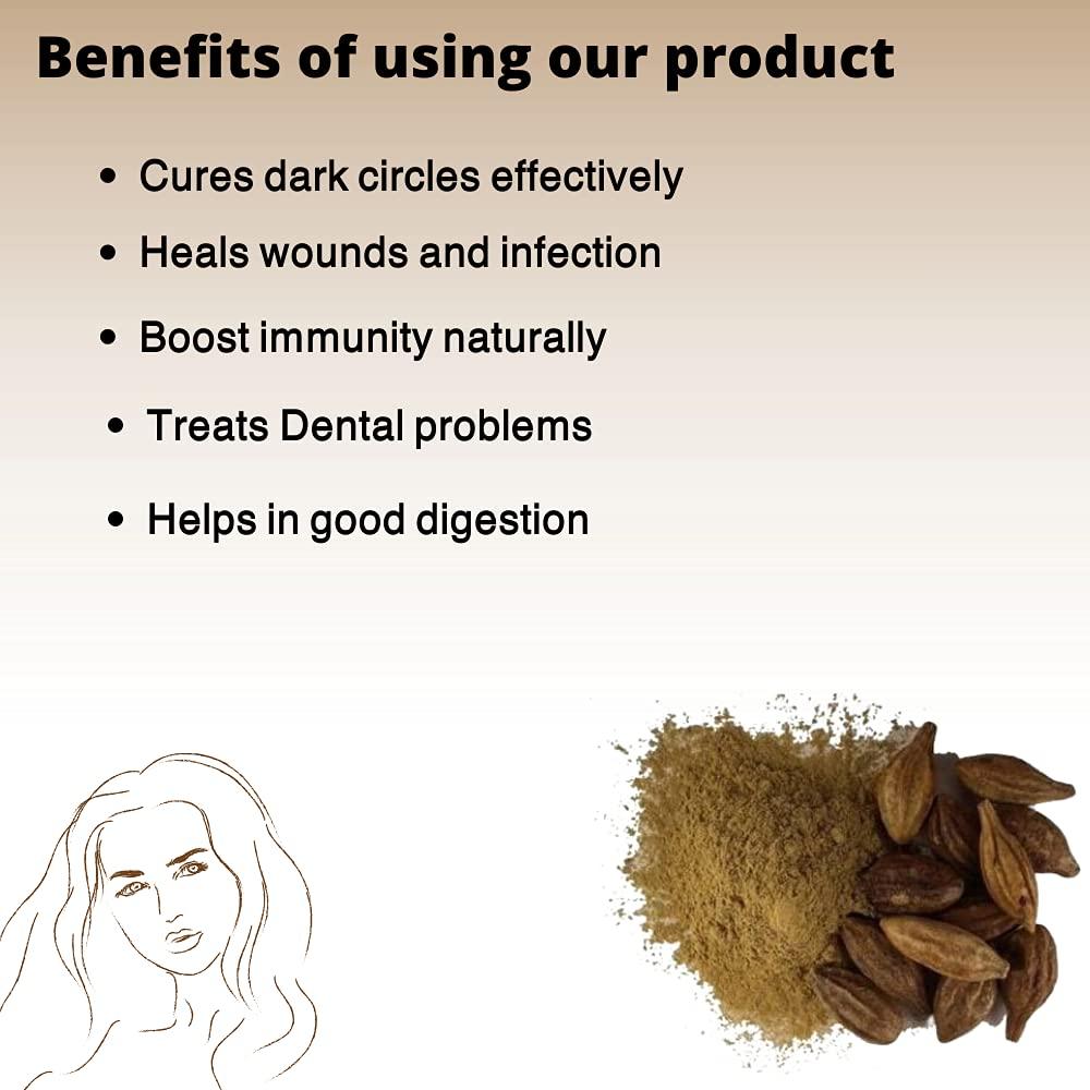 Herb's Goodness Herbs Goodness Organic Edible Kadukkai (Haritaki Powder) Seedless 100g  Inknut Powder| Harde Powder | Harad Powder For Dark Circles, Face Care And Healthy Digestion(Pack of 2)