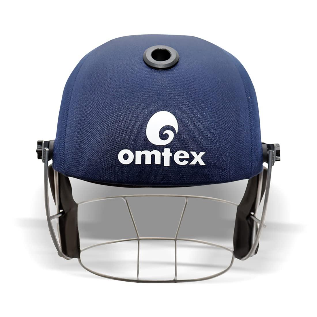 omtex Omtex Cricket Saviour Helmet Light Weight with Adjustable Steel Grill, Back Support Strap - Blue (Small)