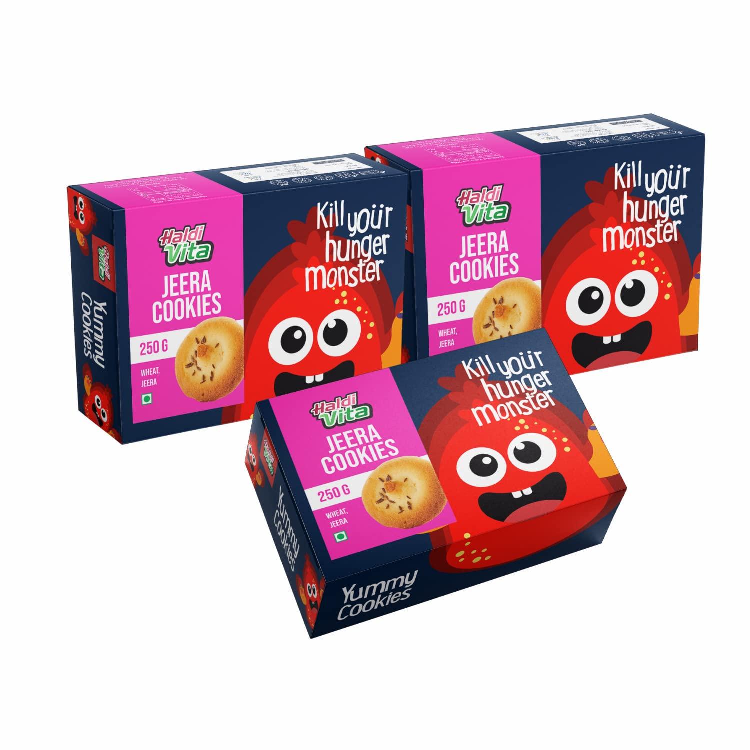 HaldiVita HaldiVita Jeera cookies | Biscuits Combo Pack of 3 x 250G each| Cookies Biscuits | Healthy Cookies Multipack