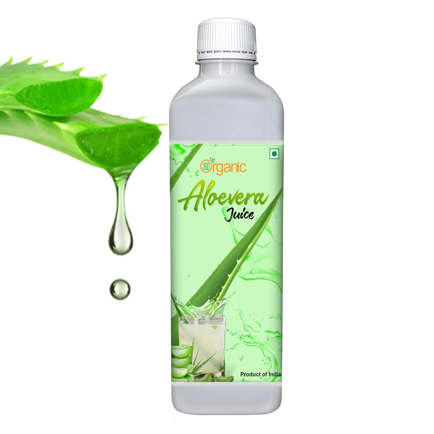 360 Degree Organic 360 Degree Organic Aloe Vera Juice for Skin and Hair No Added Sugar - 500ml (Pack 1)