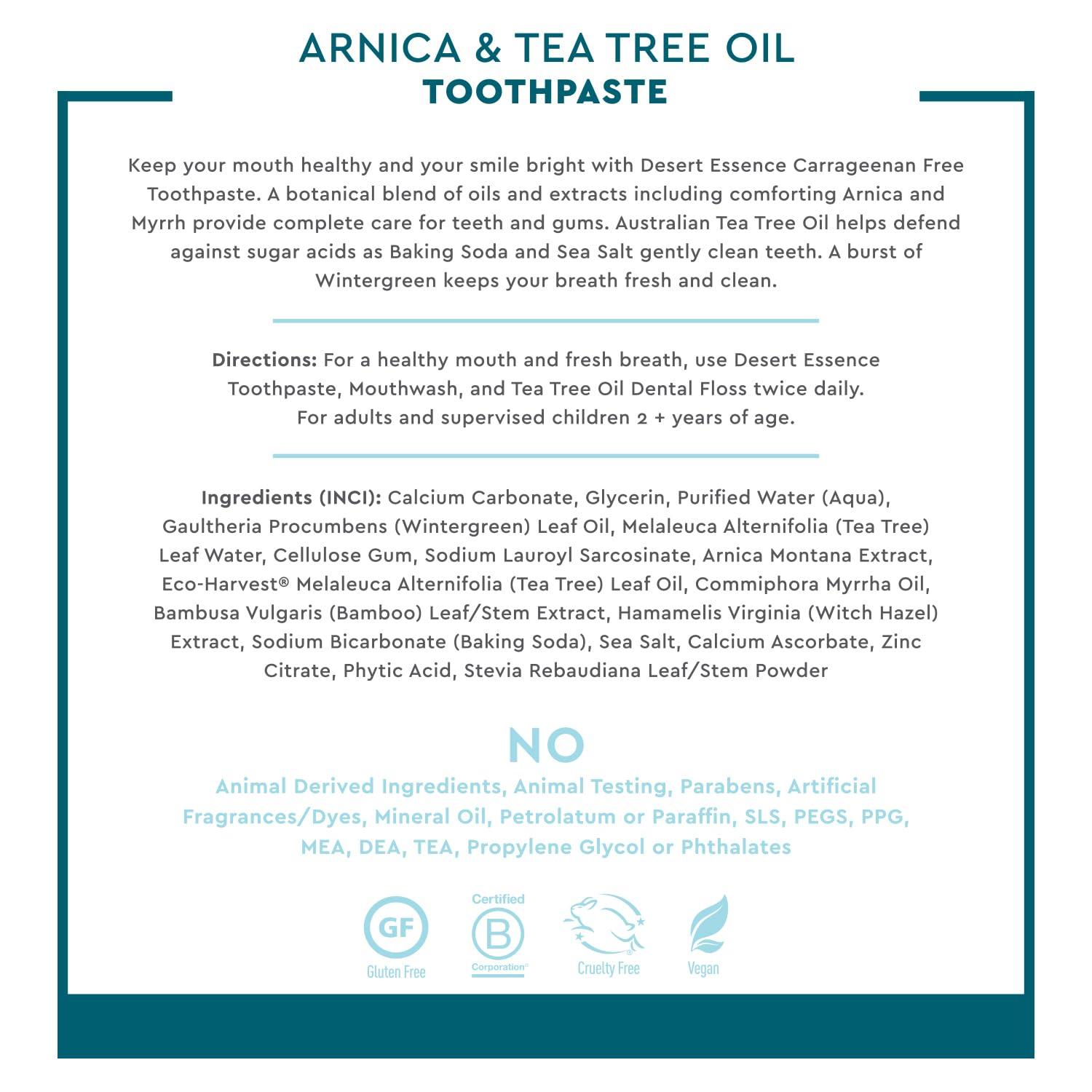 Desert Essence Desert Essence - Carrageenan Free Arnica & Tea Tree Oil Toothpaste Wintergreen 183164