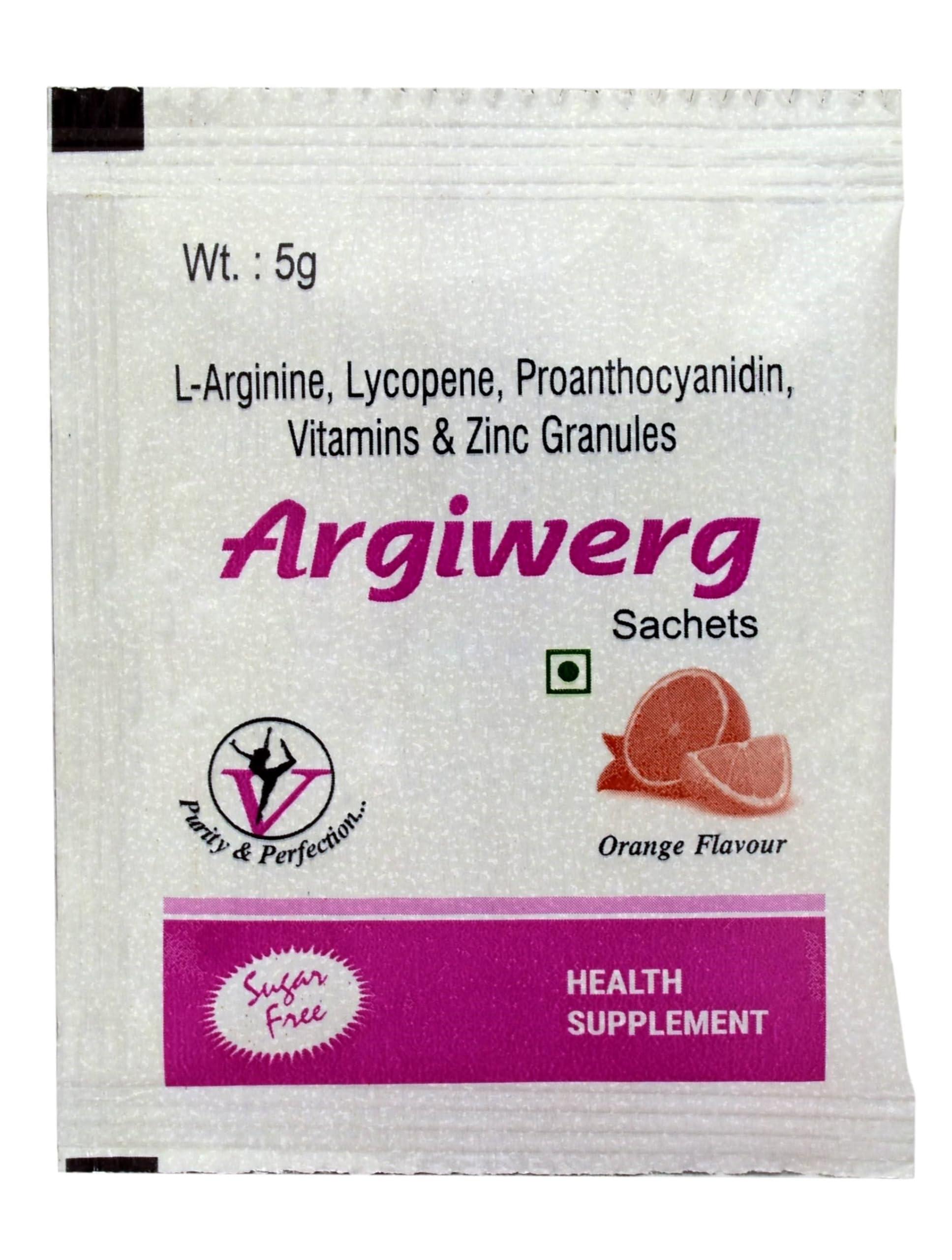 Generic Argiwerg L-arginine, Lycopene, Proanthocyanidin, Vitamins & Zinc Granules 20 Sachets