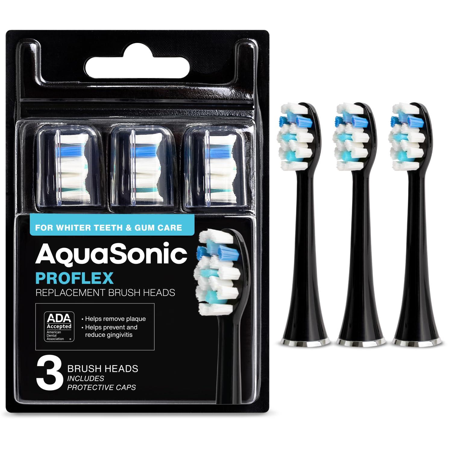 Aquasonic AquaSonic ProFlex Brush Head Replacement 3-Pack - Upgraded ProFlex Brush Heads For Improved Plaque Removal