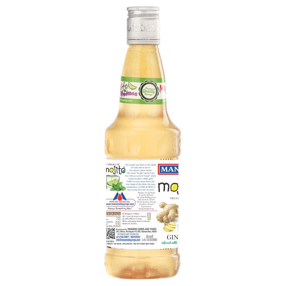 Manama Manama Ginger Mojito Syrup and Raspberry Mojito Syrup, 500ML Each, Mixer for Mocktails, Cocktails, Drinks, Juices, Beverages, Pack of 2