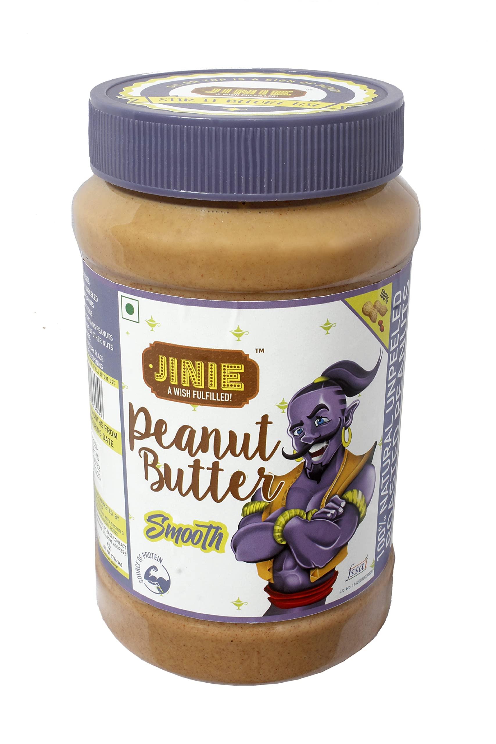 JINIE JINIE PEANUT BUTTER SMOOTH 1Kg | HIGH PROTEIN | 100% NATURAL UNPEELED ROASTED PEANUTS | NO SUGAR NO SALT | WITHOUT ANY PRESERVATIVES & ADDITIVES | VEGAN