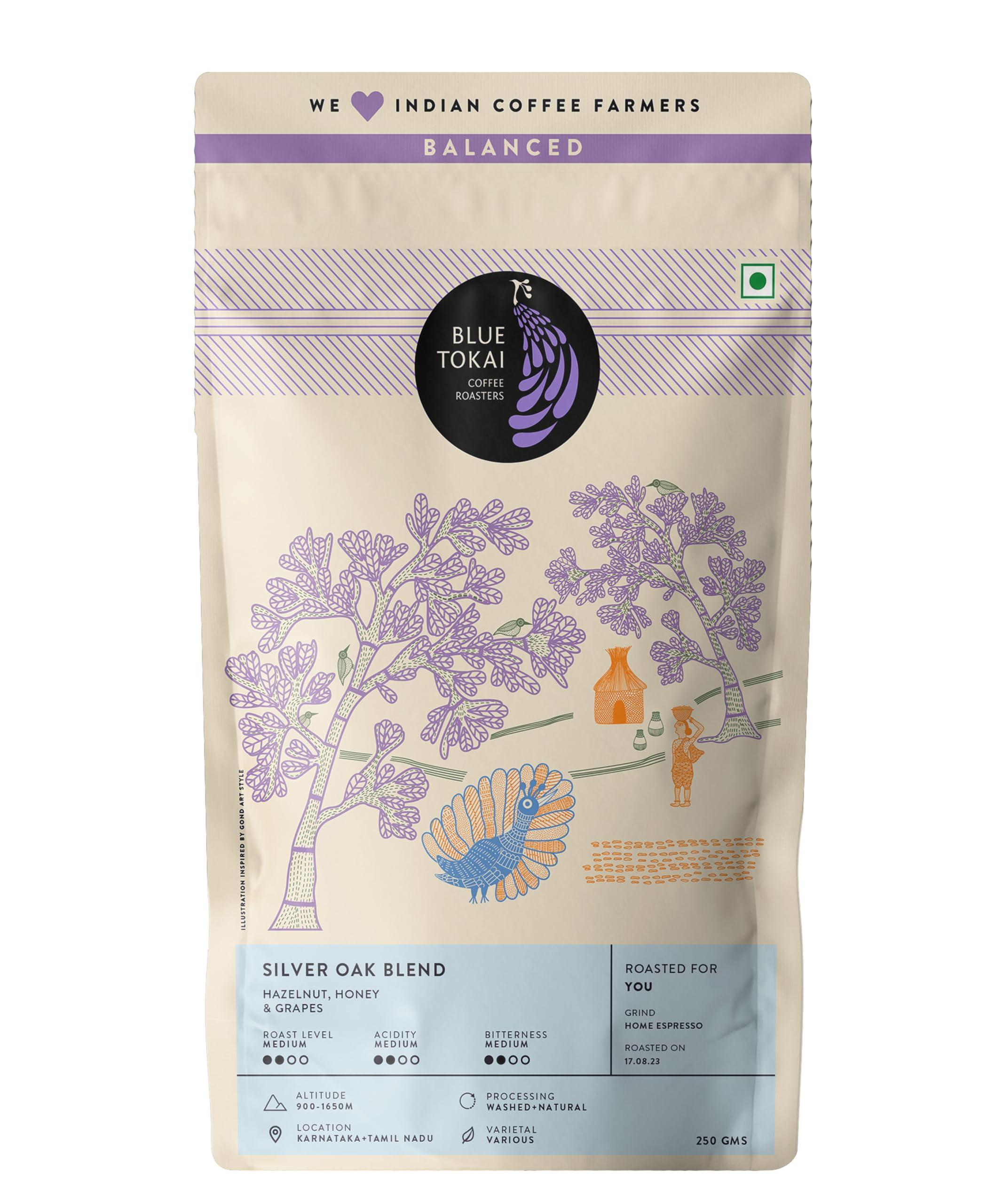 Blue Tokai Coffee Roasters Blue Tokai Coffee Roasters Silver Oak Cafe Blend - Medium Roast (South India Filter) 500g | Made With 100% Specialty Grade Arabica Freshly Roasted Ground Coffee, Bag