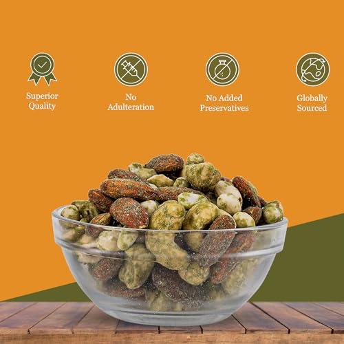 7 BAZAARI 7 BAZAARI Pudina Chutney Roasted Trail Mix 175g - Blend of Almonds, Cashews, Peanuts | No Oil Added | Healthy & Tasty Nuts and Dry Fruits, Crunchy Snack, Gluten-Free