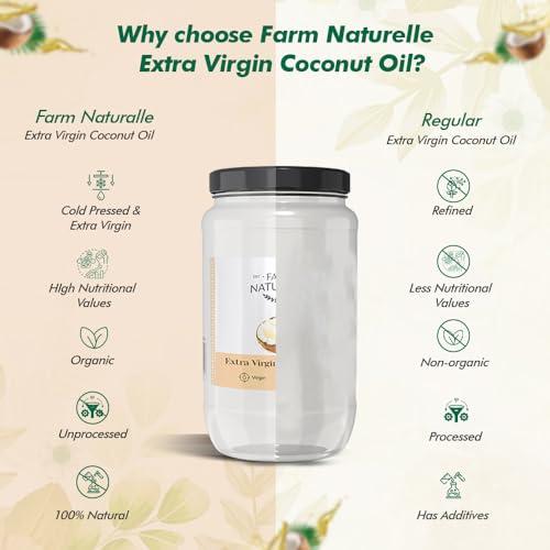 Farm Naturelle Farm Naturelle -100% Pure Organic Extra-Virgin Cold Pressed Coconut Oil 550ml | Aroma for Cooking & Healthy Skin and Hair | 100% Vegan (Glass Bottle -550ml)