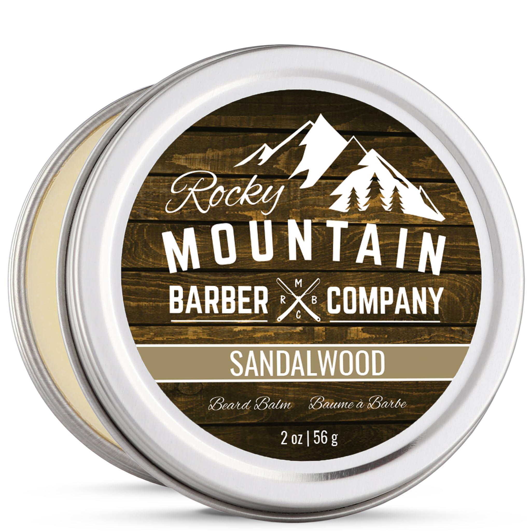 Rocky Mountain Barber Company Beard Balm - Sandalwood Blend - Rocky Mountain Barber - with Nutrient Rich Bees Wax