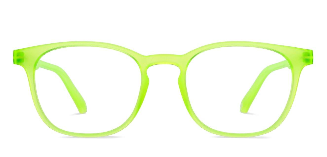 HUSTLR HUSTLR Zero Power Bluecut & Antiglare Computer Eyeglasses | Electric Green Full Rim Square | As Seen On Shark Tank | Peyush Bansal Glasses | For Men & Women | Small | LB E14058-N