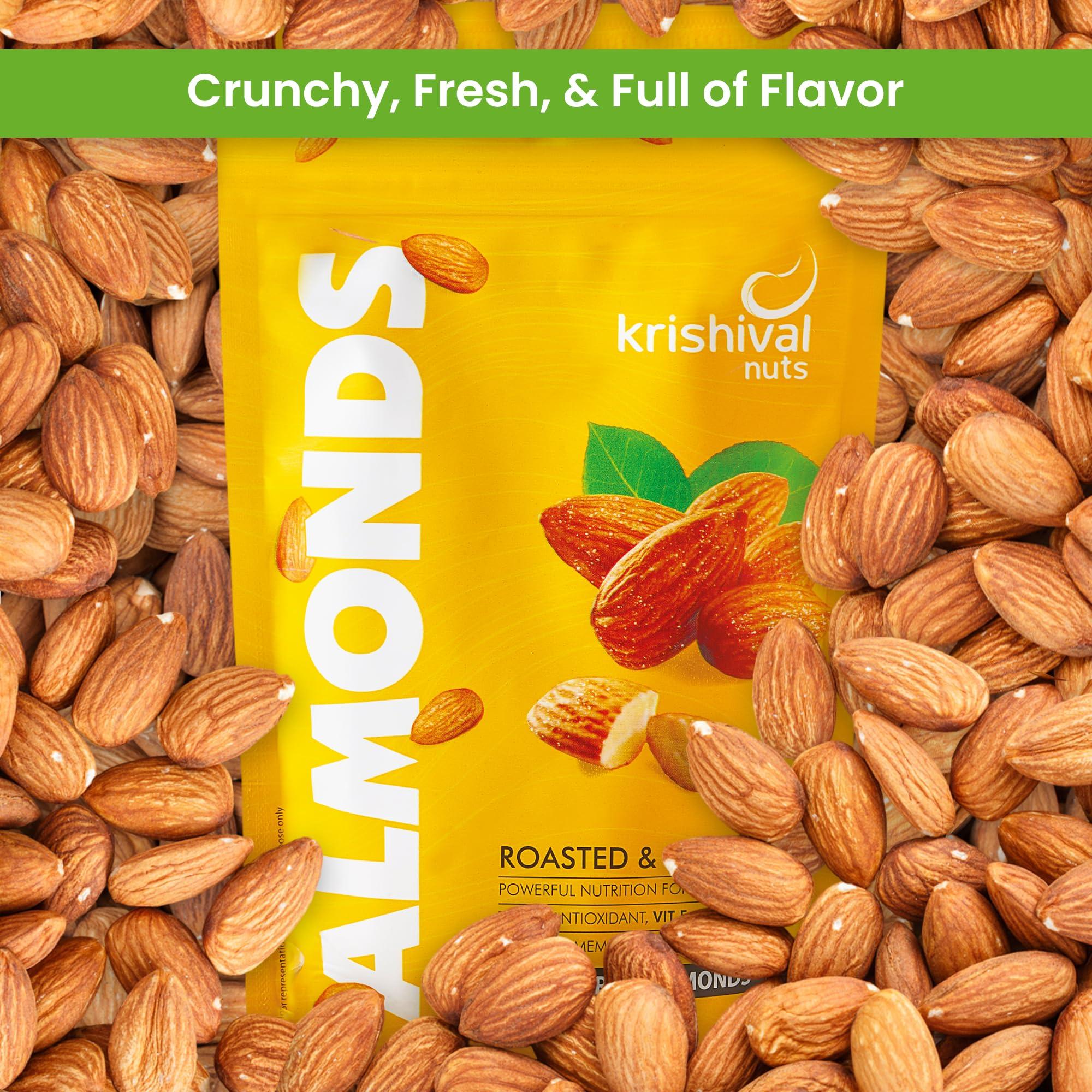 Krishival Nuts Krishival Nuts California Salted Almonds 1 kg (4 packs of 250g each) | Roasted and Salted Almonds | California Almonds | Zero Preservatives