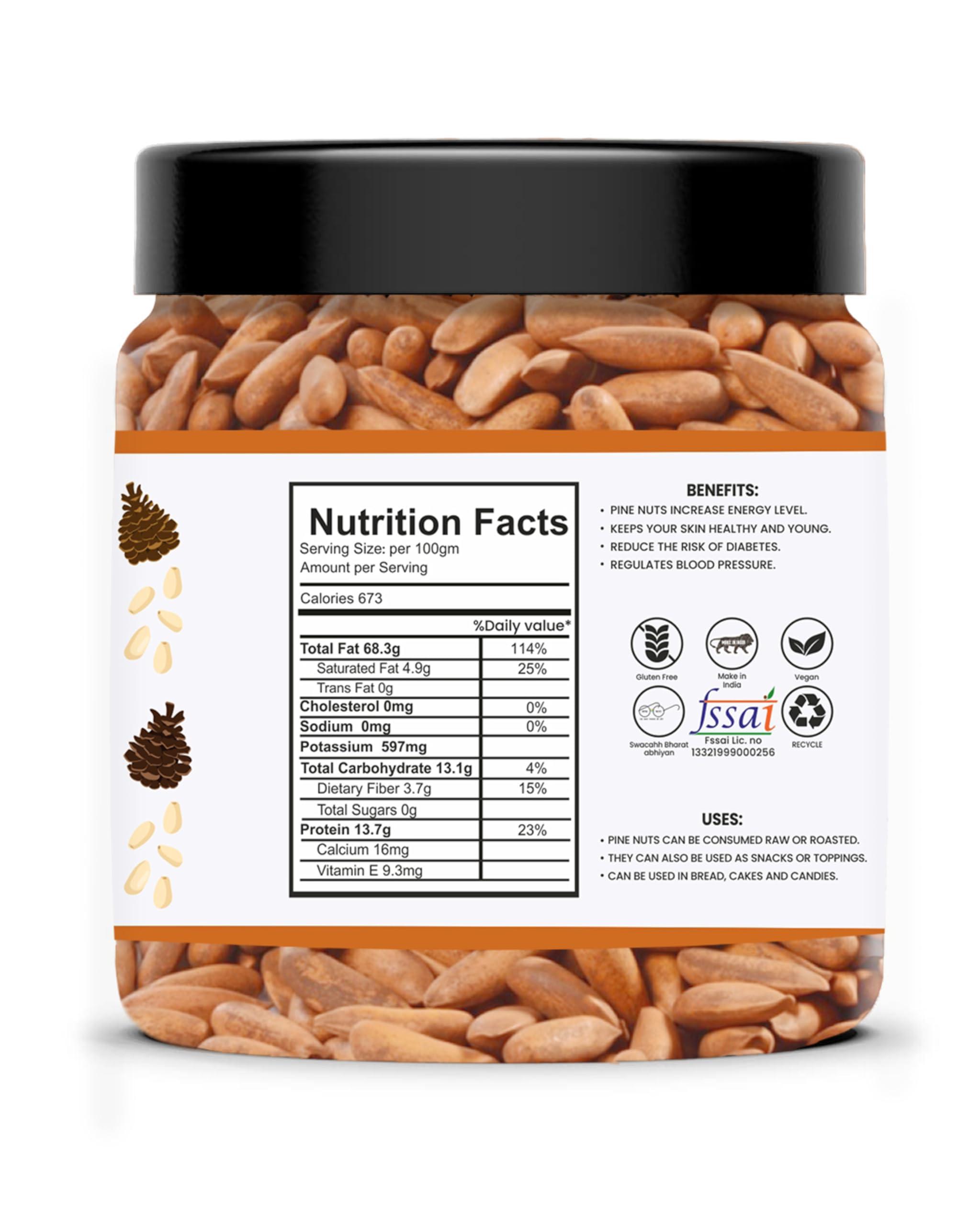 Avlokan Avlokan Premium Pine Nuts A Grade Jumbo Chilgoza With shell Dry Fruits (100gm)