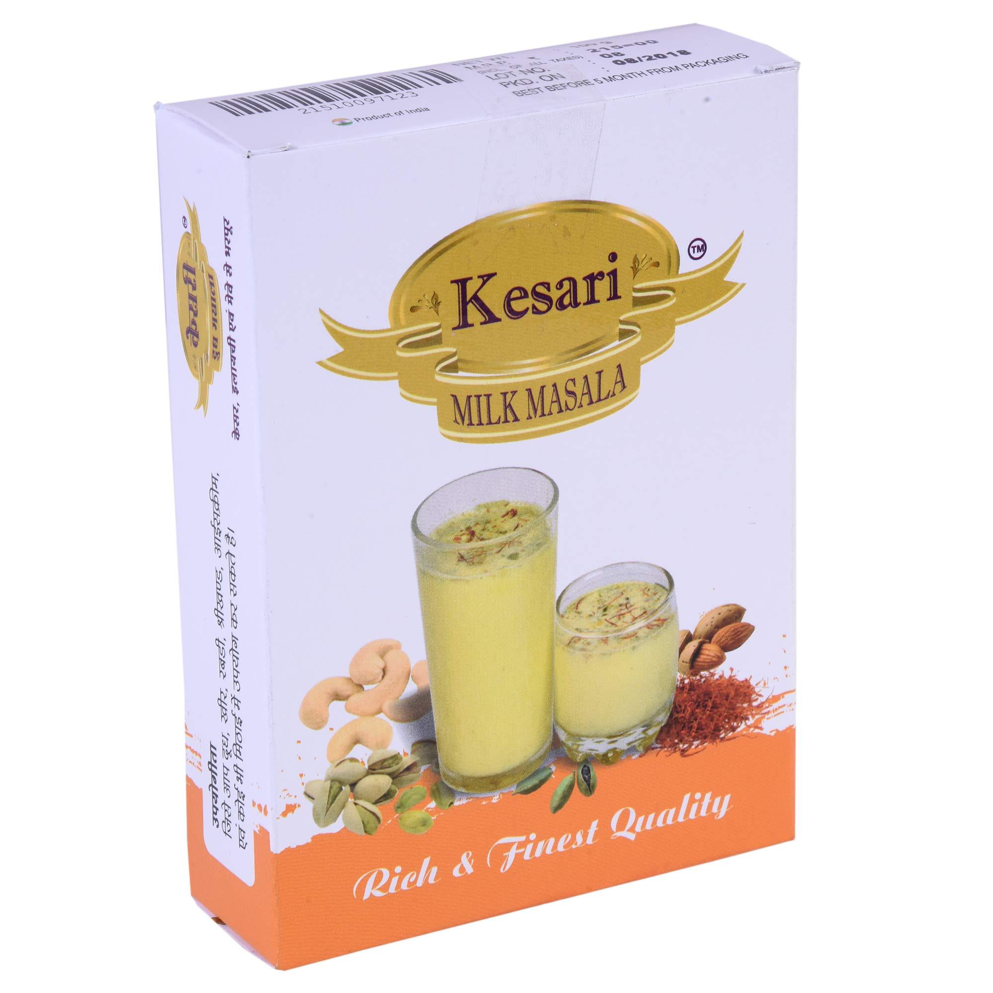Kesari Kesari Milk Masala 100 gm,Strawberry Mix Milk Masala 100 gm, and Buttermilk Chaach Masala 150 gm. Combo, Pack of 5 Each