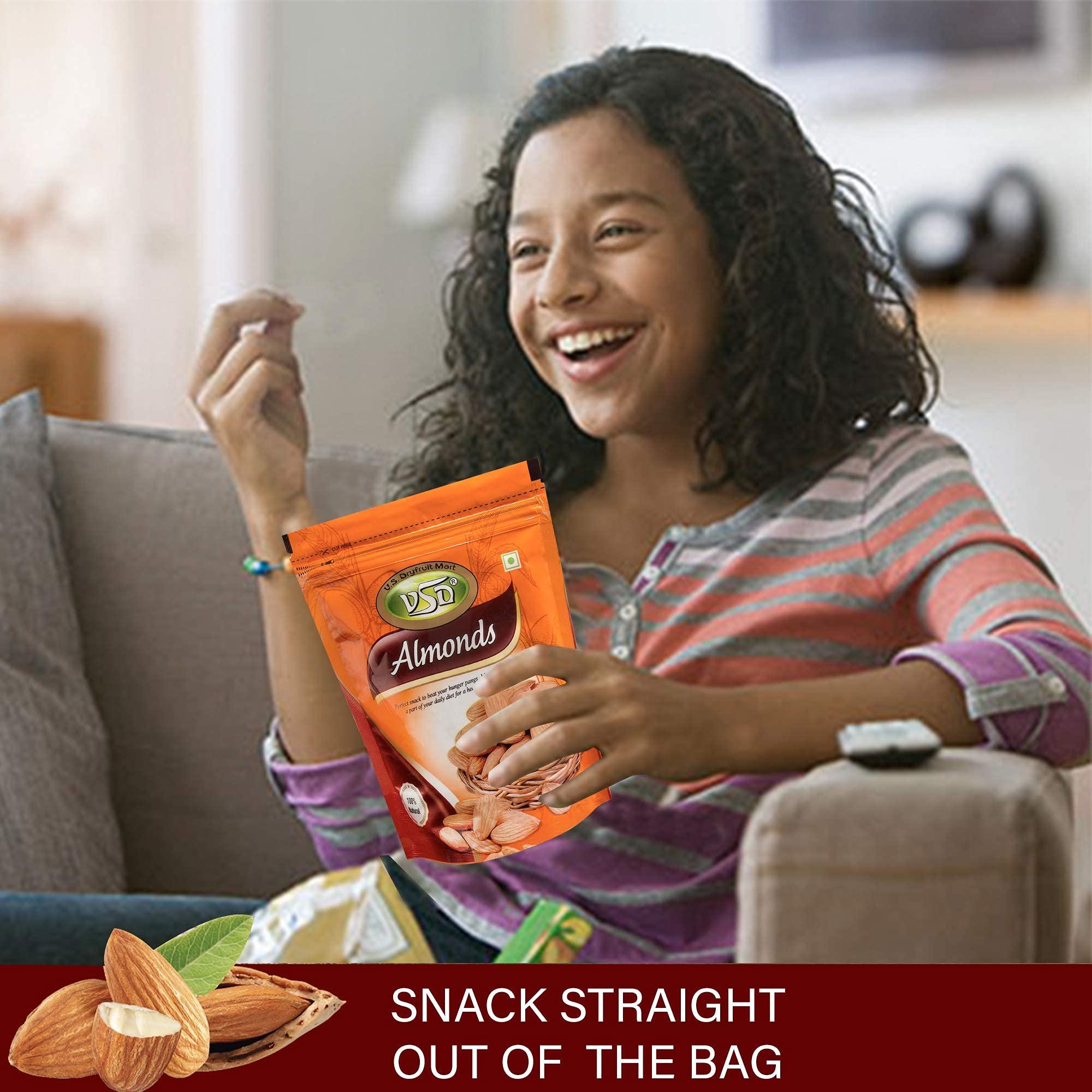 VSD VSD Premium 100% Natural Jumbo Almond (Badam) California Selected | Badam Dry Fruits/Badam Giri/High in Fiber & Boost Immunity/Raw Whole Natural Badam | Pack of 2 (250Gm Each), 500Gm