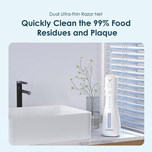 Oraimo Oraimo Power Water Dental Flosser for Teeth,Smart Cordless Oral Irrigator | 220 ml Tank Capacity| 6 Modes Quickly Clean the 99% Food Residues and Plaque| With 4 Functional Jet Nozzles | IPX7 Waterproof Water Flosser