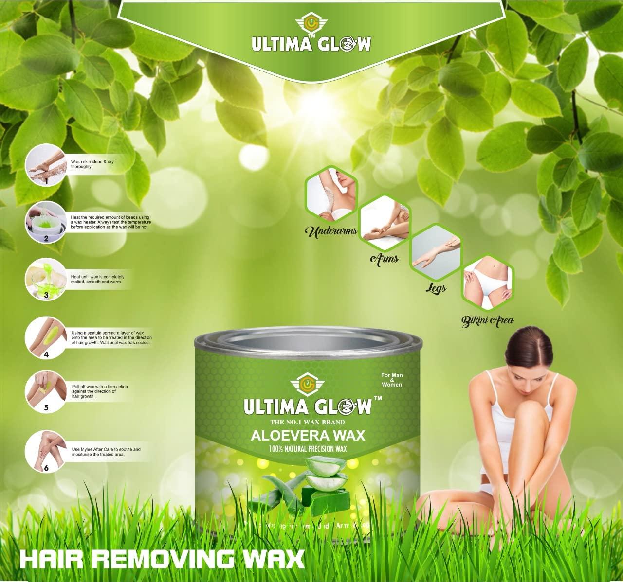 ULTIMA GLOW ULTIMA GLOW aloe Vera strip and stick wax 600 gram wax for all skin wax full body wax Tan Removal, unisex adult