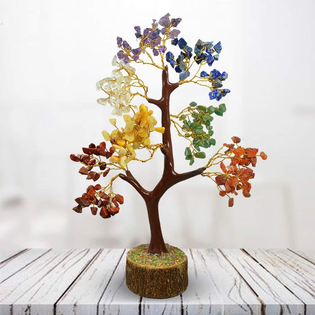 Mautik Sadiwala 7 Chakra Tree Crystal Stone Tree 350 Beads Crystal Tree for Reiki Healing and Vastu Correction and Increase Creativity Tree (Color : Multi)