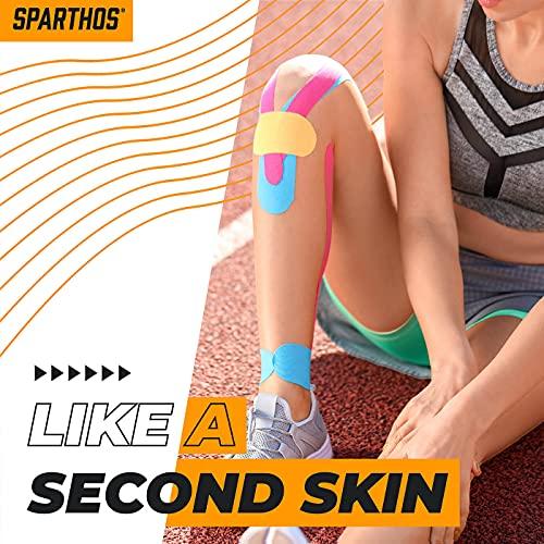 Sparthos Kinesiology Spartan Tape Perfect Support for Athletic Sports Recovery and PhysioTherapy with Taping Guide Inside, Uncut, 2 Inch x 16.4 Feet Roll (Desert Beige)