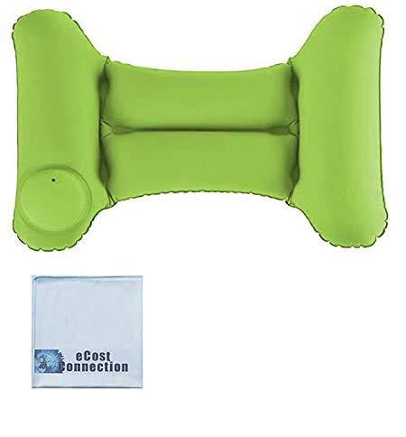 eCostConnection eCostConnection Inflatable Back Lumbar Support Pillow with Built-in Manual Pump and Soft Lining (Green) + Microfiber Cloth