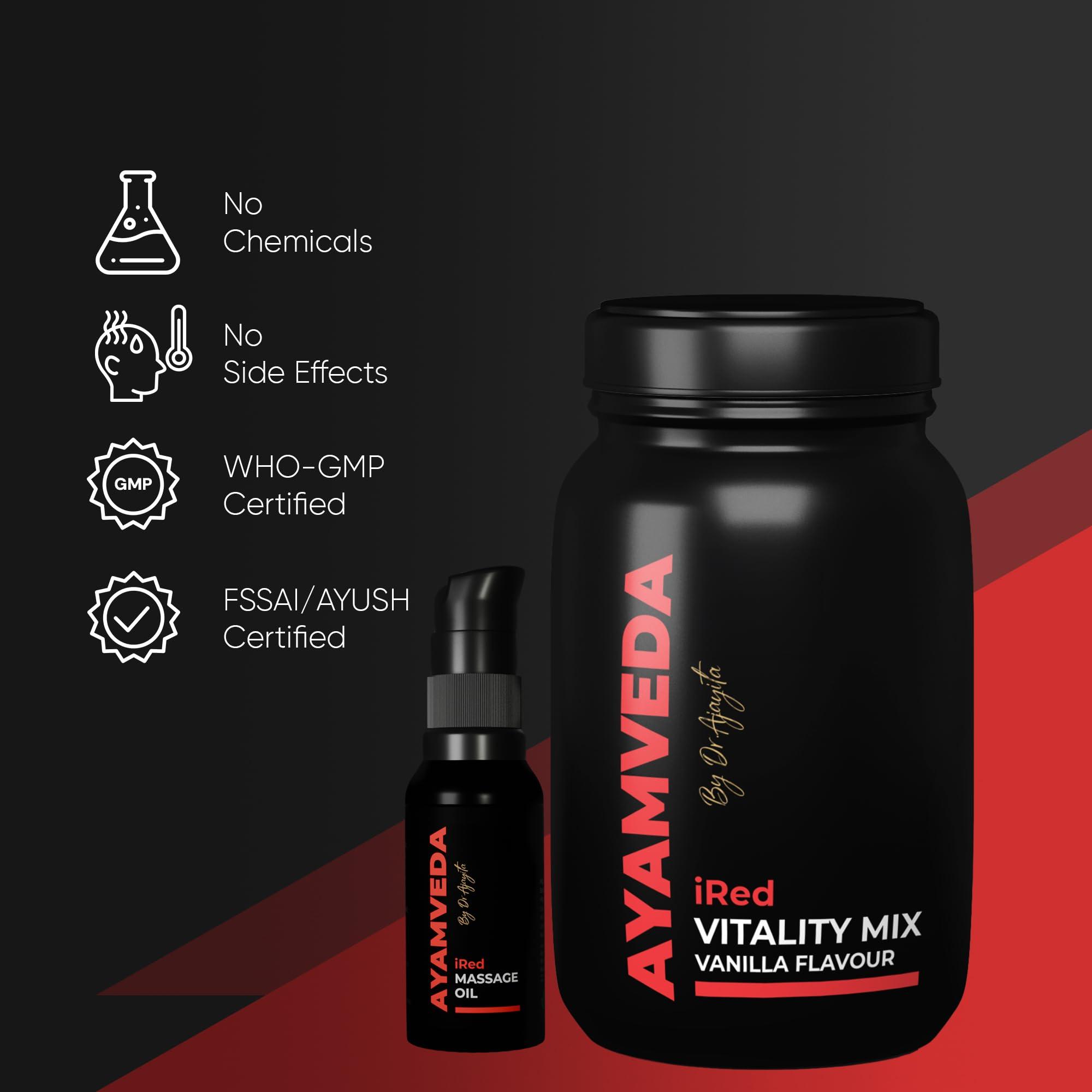 I-RED I-RED Ayamveda By Dr.Ajayita\'s - Combo | Massage Oil And Powder | Men Strength And Stamina (1 Month)