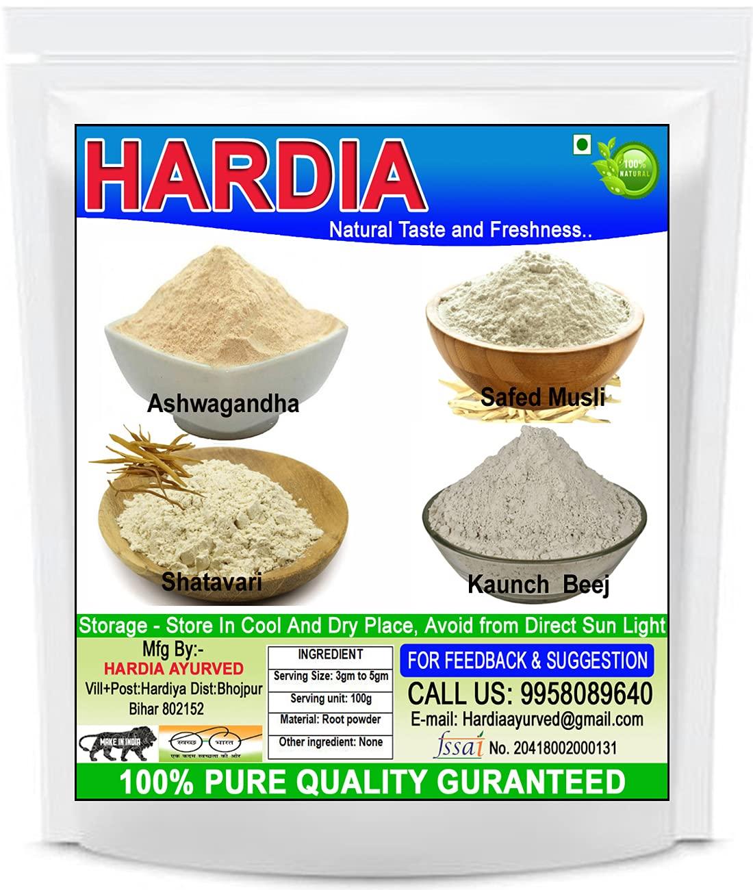 Hardia Hardia Safed Musli Shatavari Kaunch beej Ashwagandha Churnn powder 100 gm Combo Pack