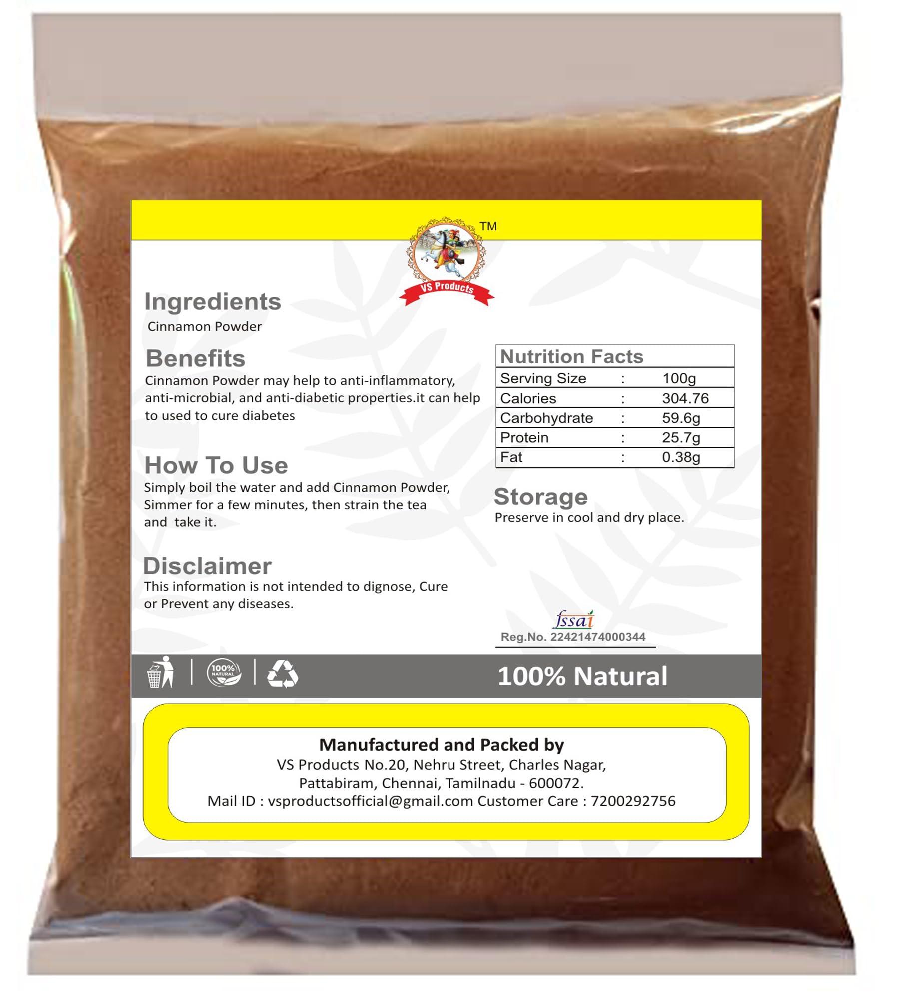VS Products VS Products Lavanga Pattai Powder, 650g, Cinnamon Bark Powder, Dalchini, Teja, Daruchini, Lavanga Patta Powder (Pack of 6 x 100g , Pack of 1 X 50g)