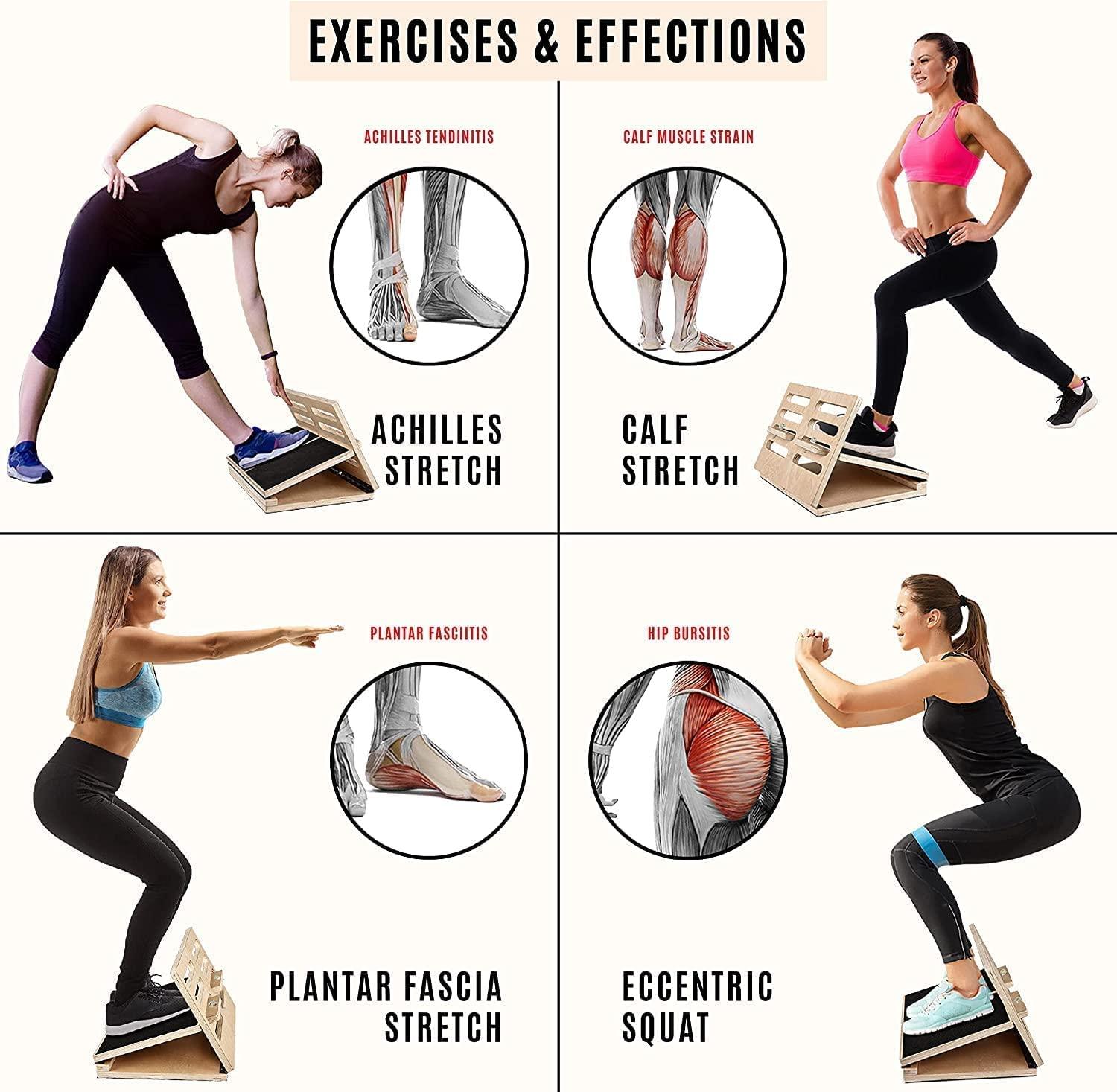 Lifestyle Helpmate Calf Stretcher Wooden Slant Exercise Board Adjustable Incline Portable Under Desk Foot Stool (small)