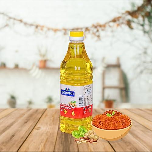 GOPINATH COOKING OIL Gopinath Cold Pressed Groundnut Oil - 1 Litre | Peanut Oil | Sing Tel | Kolhu/Kachhi Ghani/Chekku/Wood Pressed | Natural Oil | Chemical Free