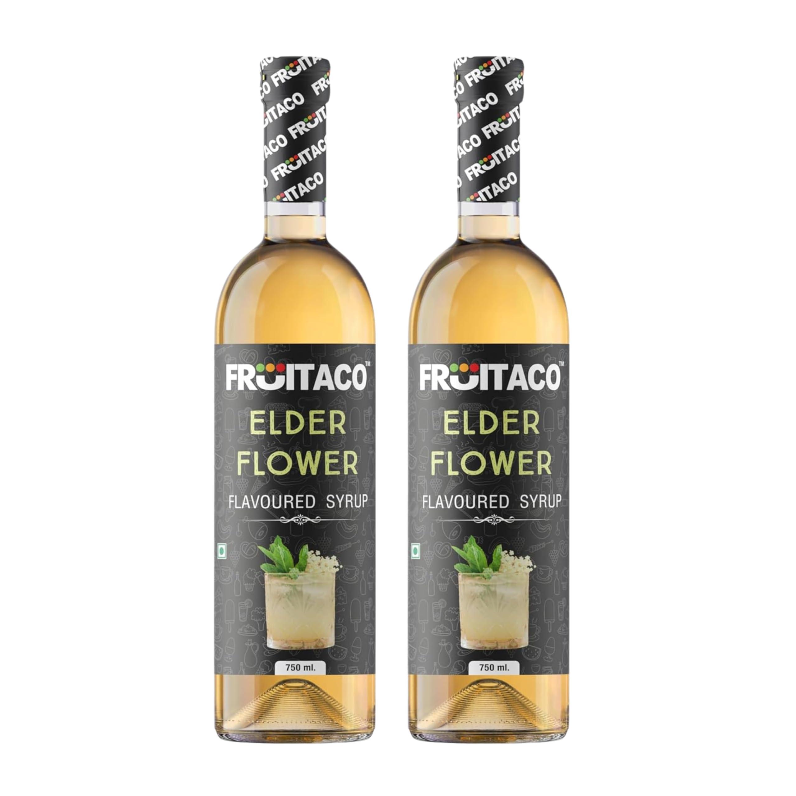 Fruitaco Fruitaco Elderflower Syrup for Mocktails, Cocktails - Pack of 2 (750ml each):Perfect Mixer for Enhancing Mocktails & Cocktails, Drinks, and Mojitos at Parties, for All Your Mixing Needs