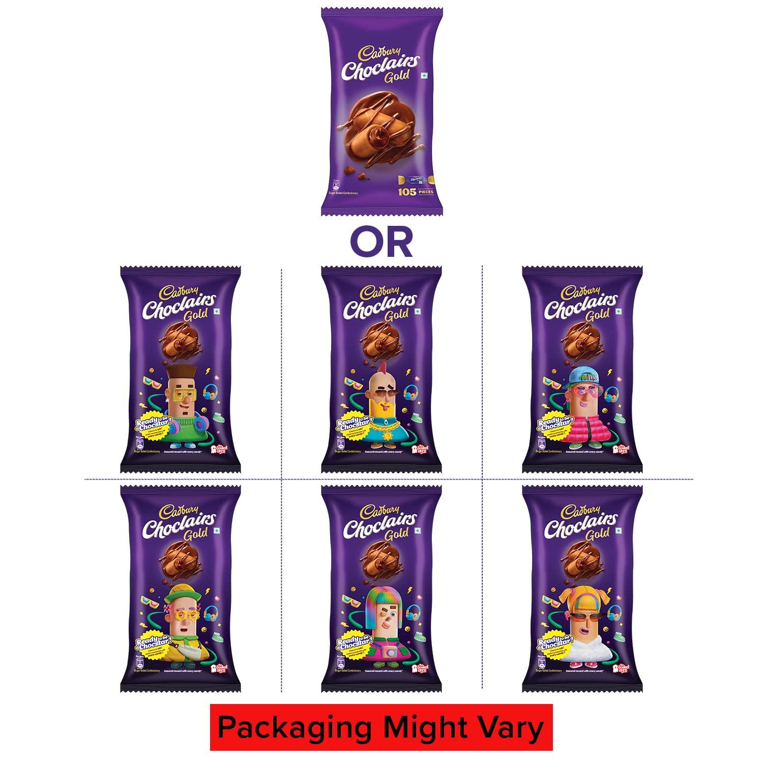 Cadbury Cadbury Choclairs Gold (110 Candies * 5.5g Each), 605g & Cadbury Hot Chocolate Drink Powder Mix, 200 g