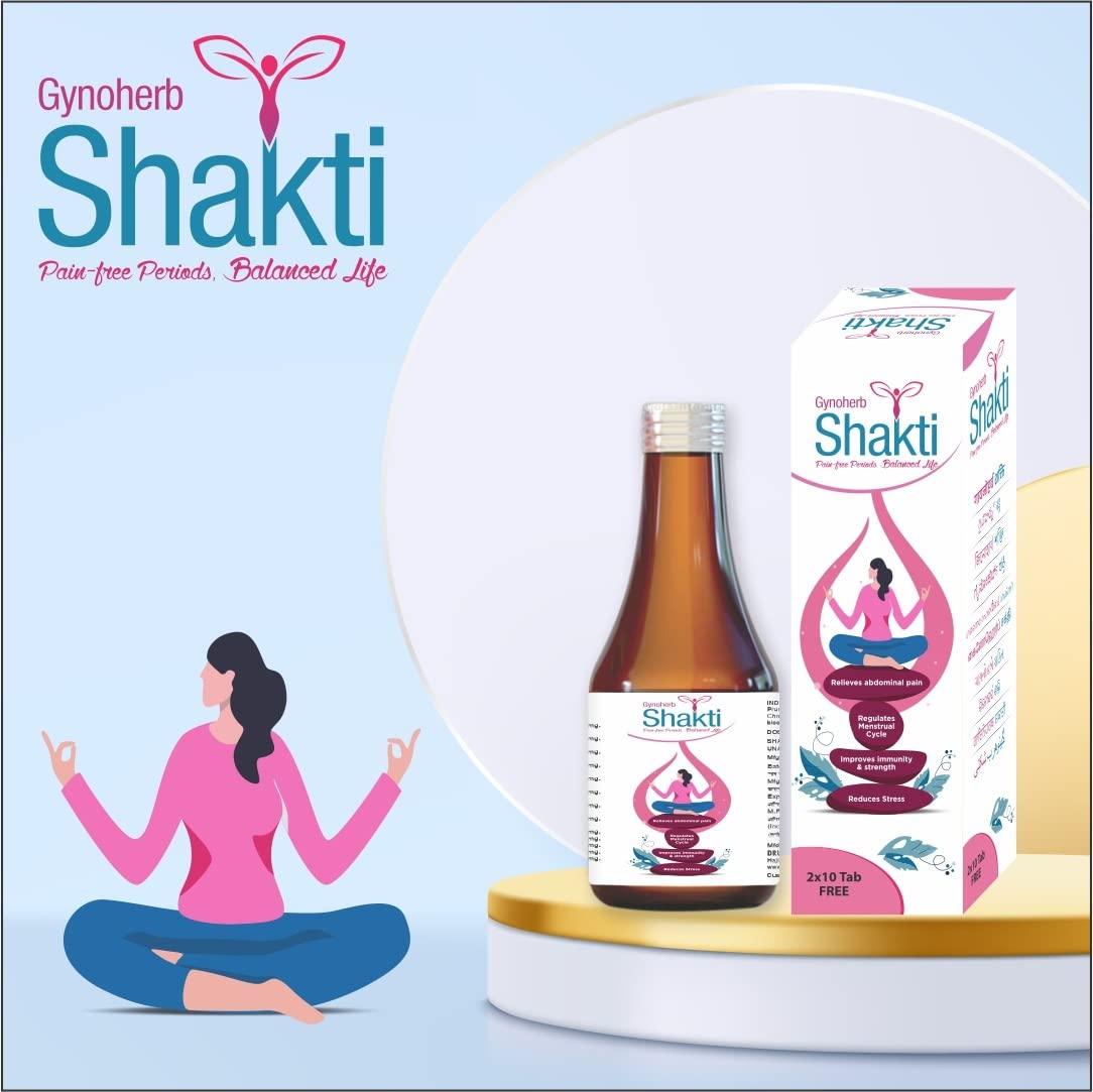 Drugs Laboratories Gynoherb Shakti Syrup |Relief From Period Cramps| Regularize Period Cycle| For All Period Problems| Syrup For Irregular Periods and Period Cramps|Gynoherb Shakti Tablets Free (2x10)| 200ml(Pack of 1)