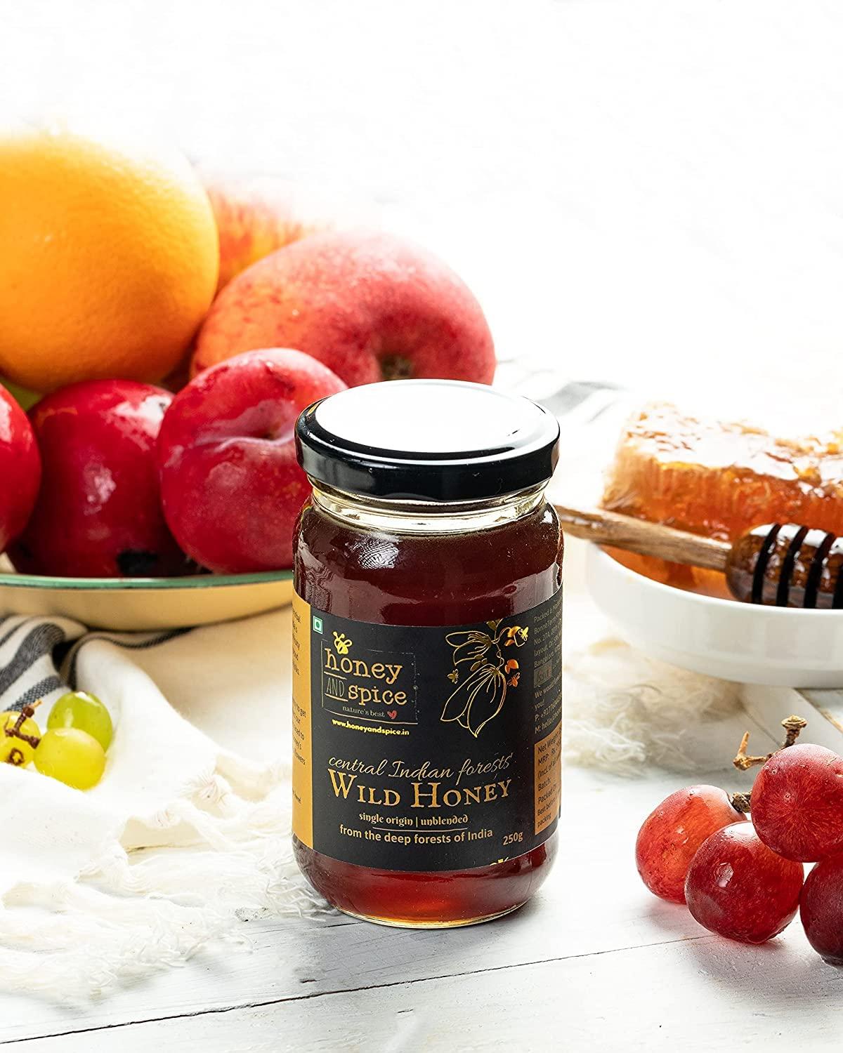 Honey and Spice Honey and Spice Honey Rose Gulkand with Raw Honey & Finest Rose Petals- 400 Gm and Pure Raw Wild Honey Single Origin Unblended Natural- 250 Gm