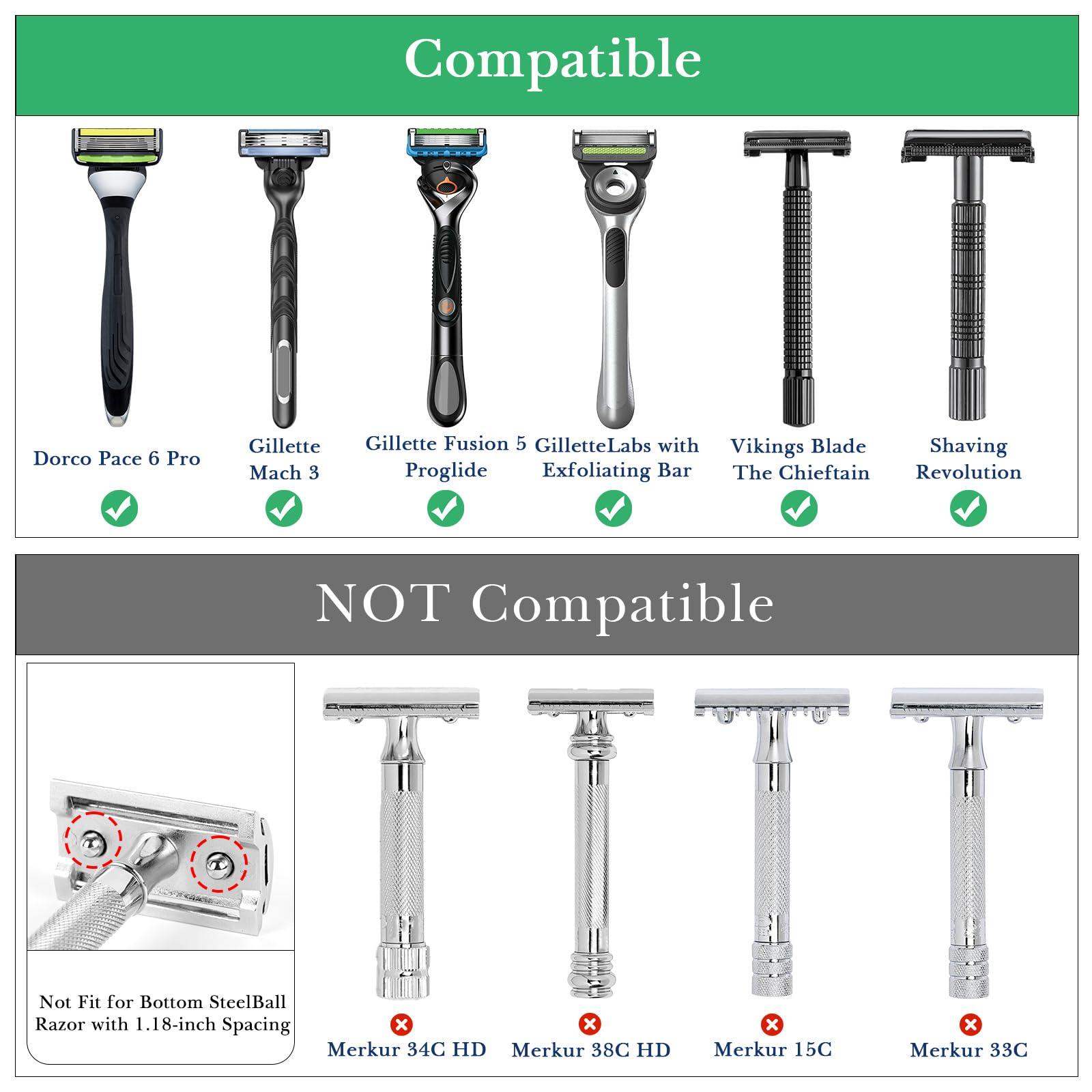 Linkidea Linkidea Safety Razor Stand, Stainless Steel Shaving Brush Holder, Deluxe Men\'s Shaving Holder Base, Compatible with Gillette Fusion 5 Proshield & Proglide, Mach 3 Classic (Black)