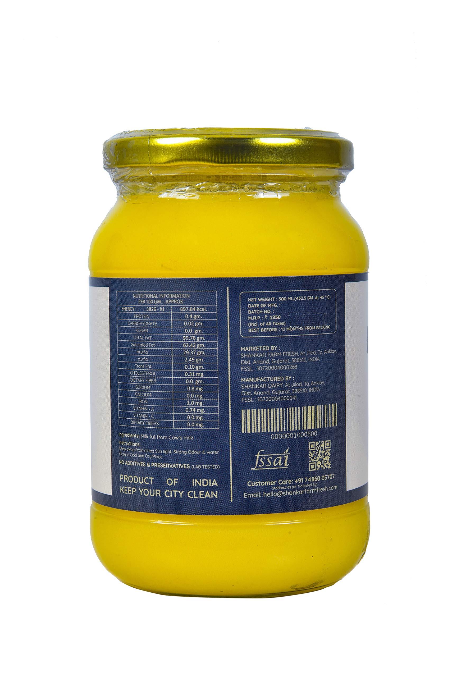 GHRITA 100% Desi Cow Ghee (A2 Ghee) - Ghrita by Shankar Farm Fresh - 500ml