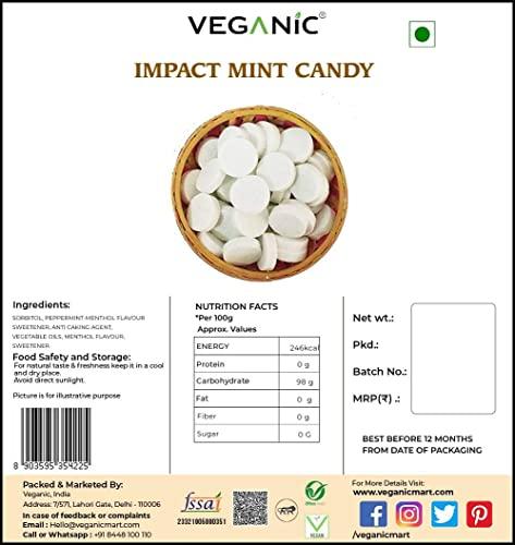 Veganic Veganic Impact Mint | Chewy Mint Candies | Assorted flavor Fresh Breath | Mint Candy for Kids | Extra Strong Peppermint Goli | Medium Mint | (400 GMs)