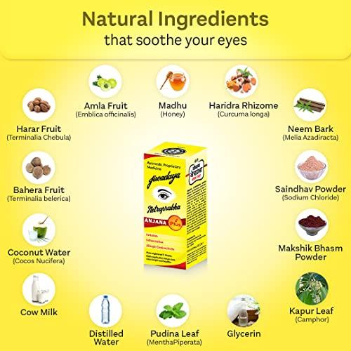 Jiwadaya Healthcare Pvt. Ltd. Jiwadaya Ayurvedic Netraprabha Anjana Plus for Refreshing, Dry Eye, Conjunctivitis, Stye - 5ml - Yellow Pack of 10