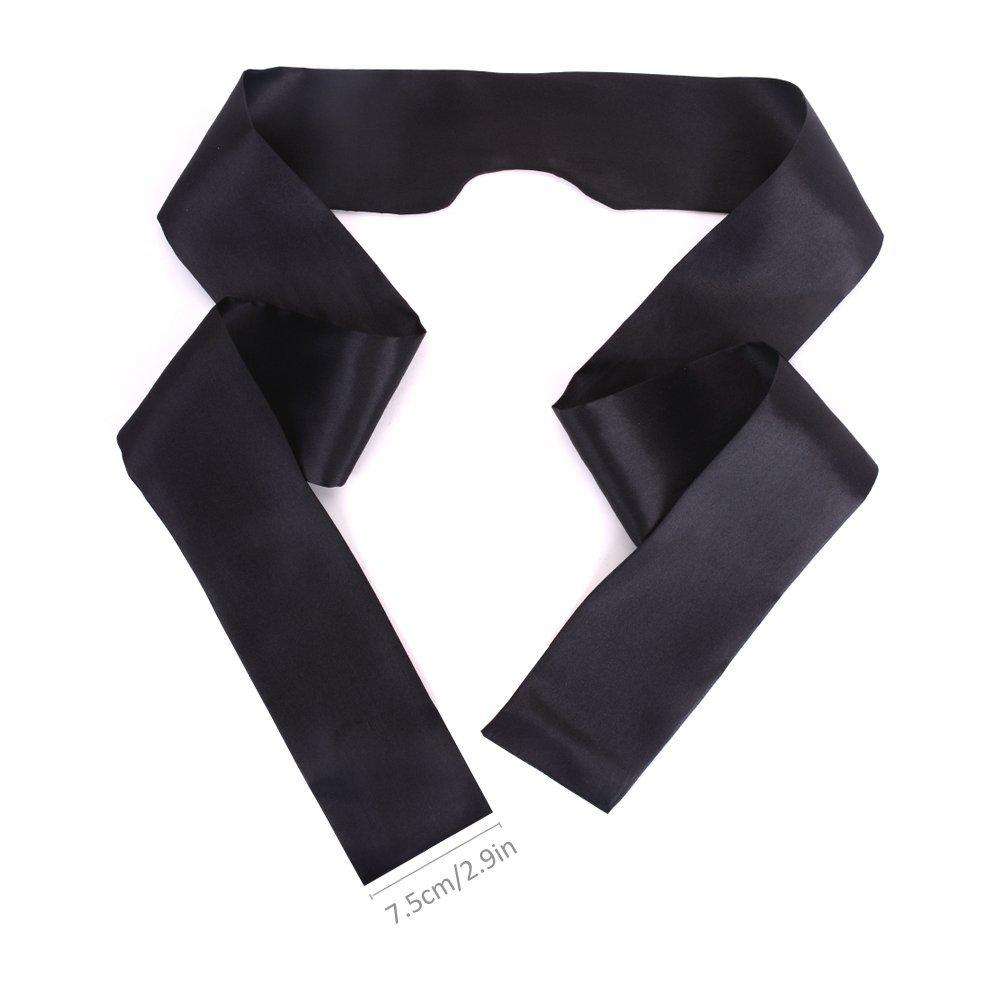 JISEN JISEN Silky Satin Eye Mask Cover Band Sleeping Blindfold with Nasal Type Black