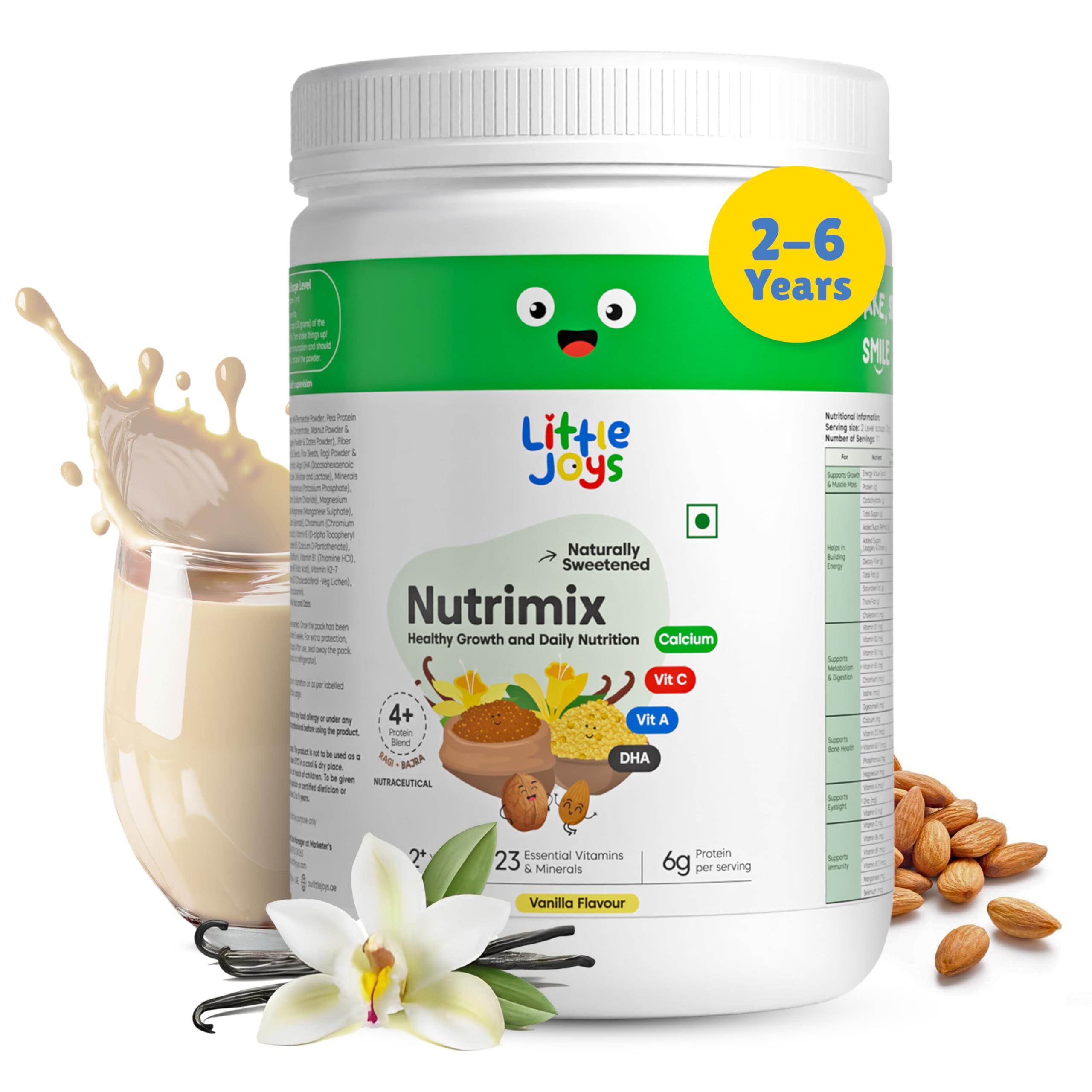 Little Joys Little Joys Nutrimix Nutrition Powder 350g | 2-6 Years | No Refined Sugar | Supports Healthy Growth & Boosts Immunity | With Ragi, Bajra, Almonds & Oats | Vanilla Flavour
