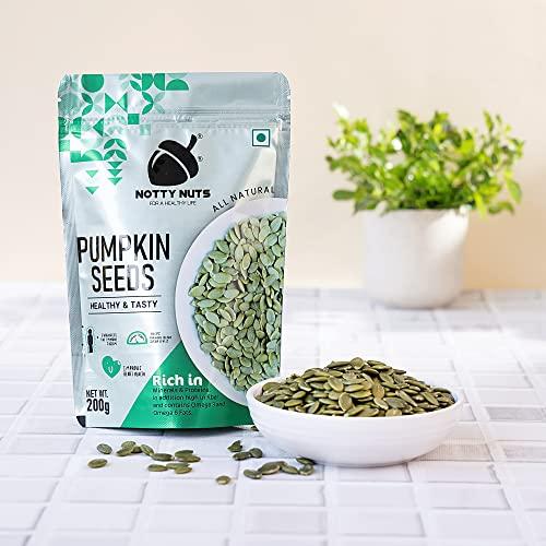 Notty Nuts -FOR A HEALTHY LIFE Notty Nuts Pumpkin Seeds 200g | Raw Pumpkin Seeds for Eating | Immunity Booster Seeds | Protein and Fiber Rich Superfood